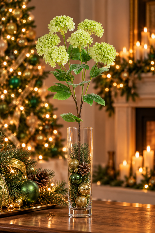 24" Iced Green Snowball Hydrangea Stem set of 12
