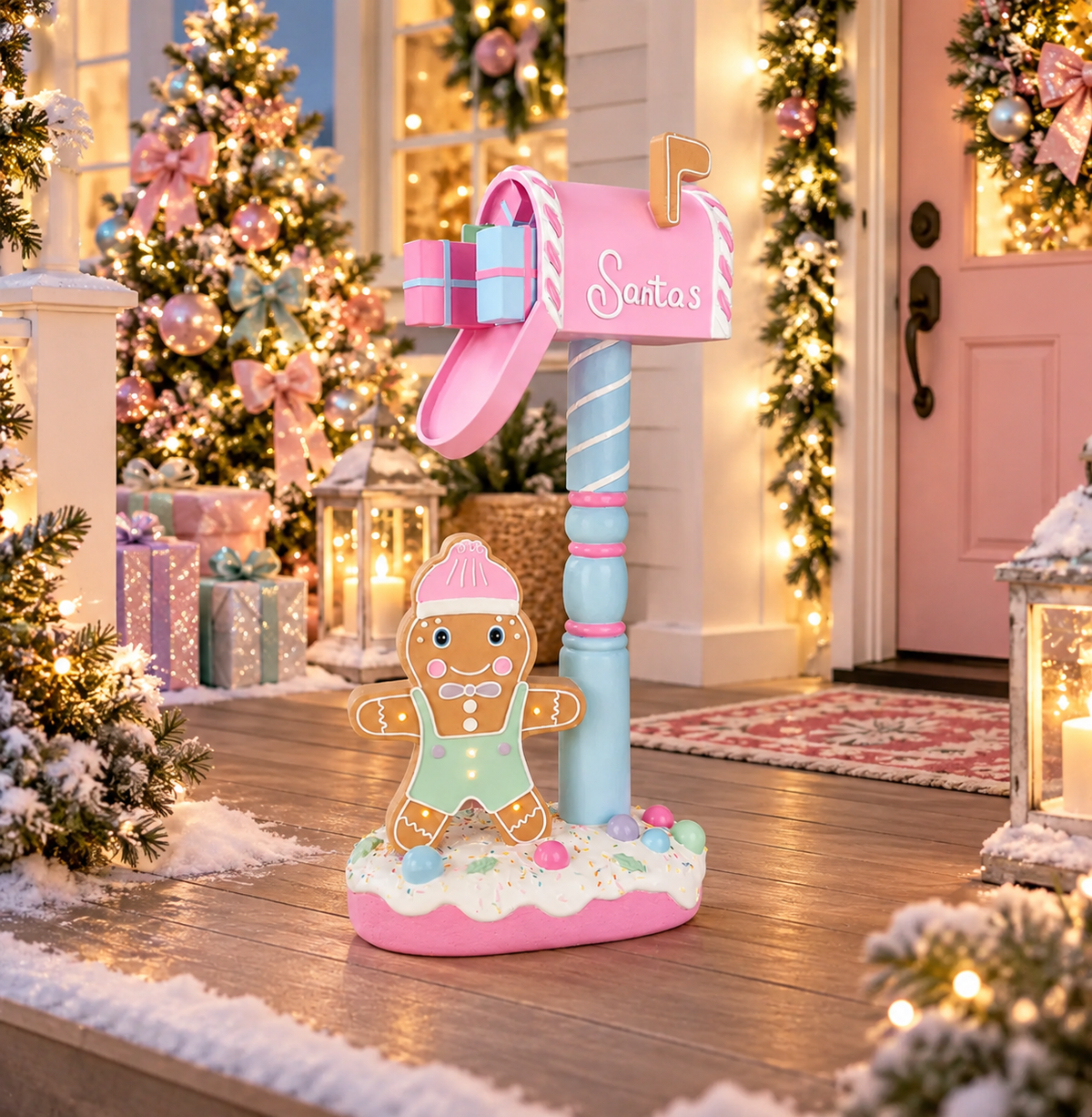 3' LED Gingerbread Man Mailbox
